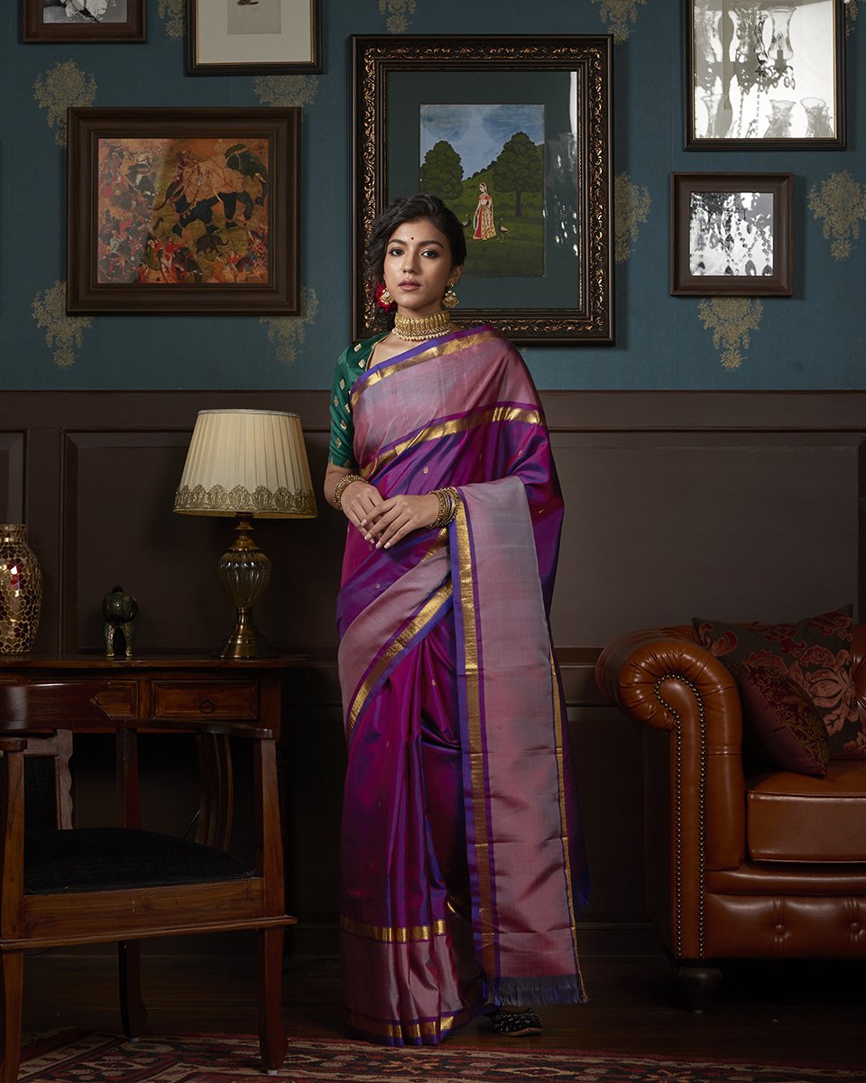 Handloom_Purple_Kanjivaram_Silk_Saree_With_Mauve_Border_WeaverStory_02