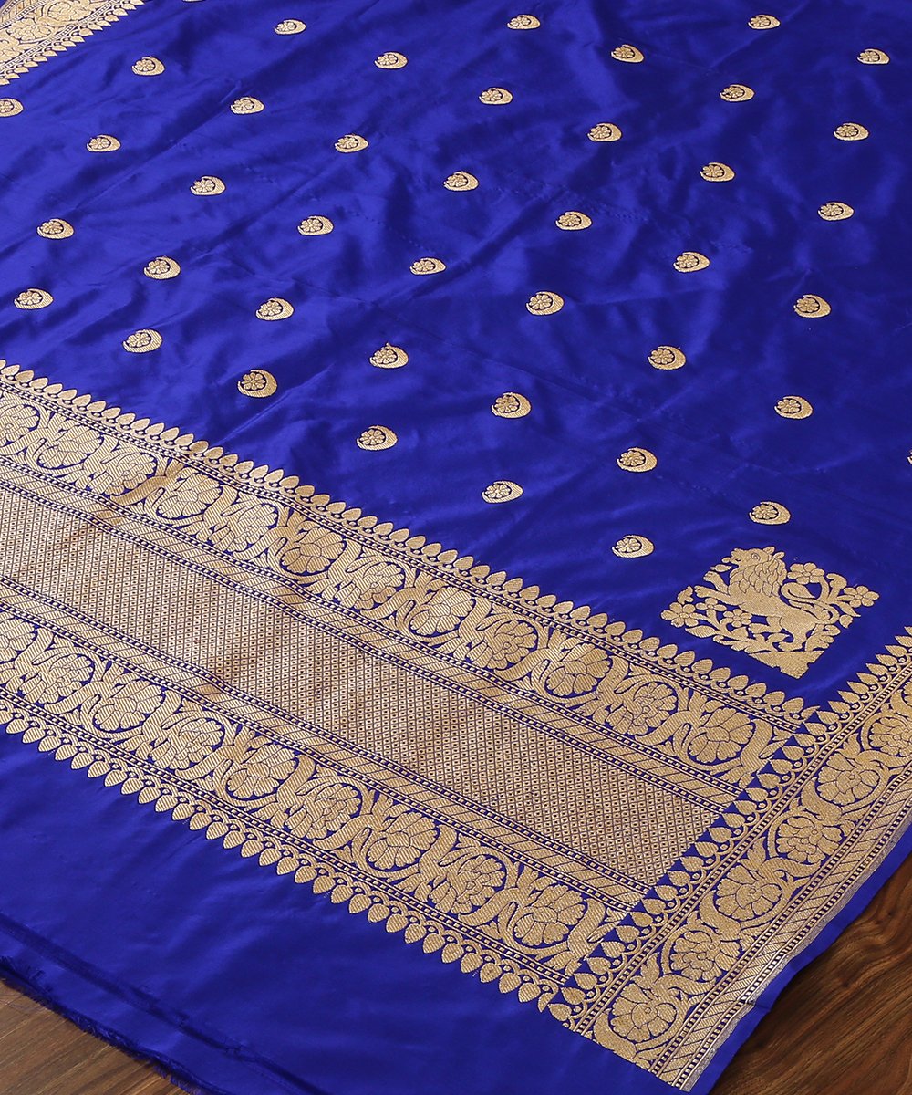 Handloom_Blue_Shikargah_Banarasi_Dupatta_with_Chaand_Boota_WeaverStory_03