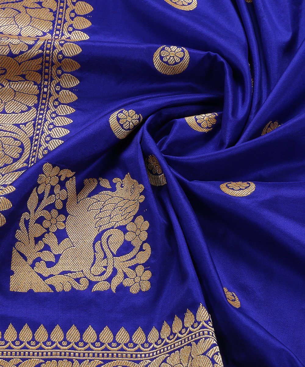 Handloom_Blue_Shikargah_Banarasi_Dupatta_with_Chaand_Boota_WeaverStory_05