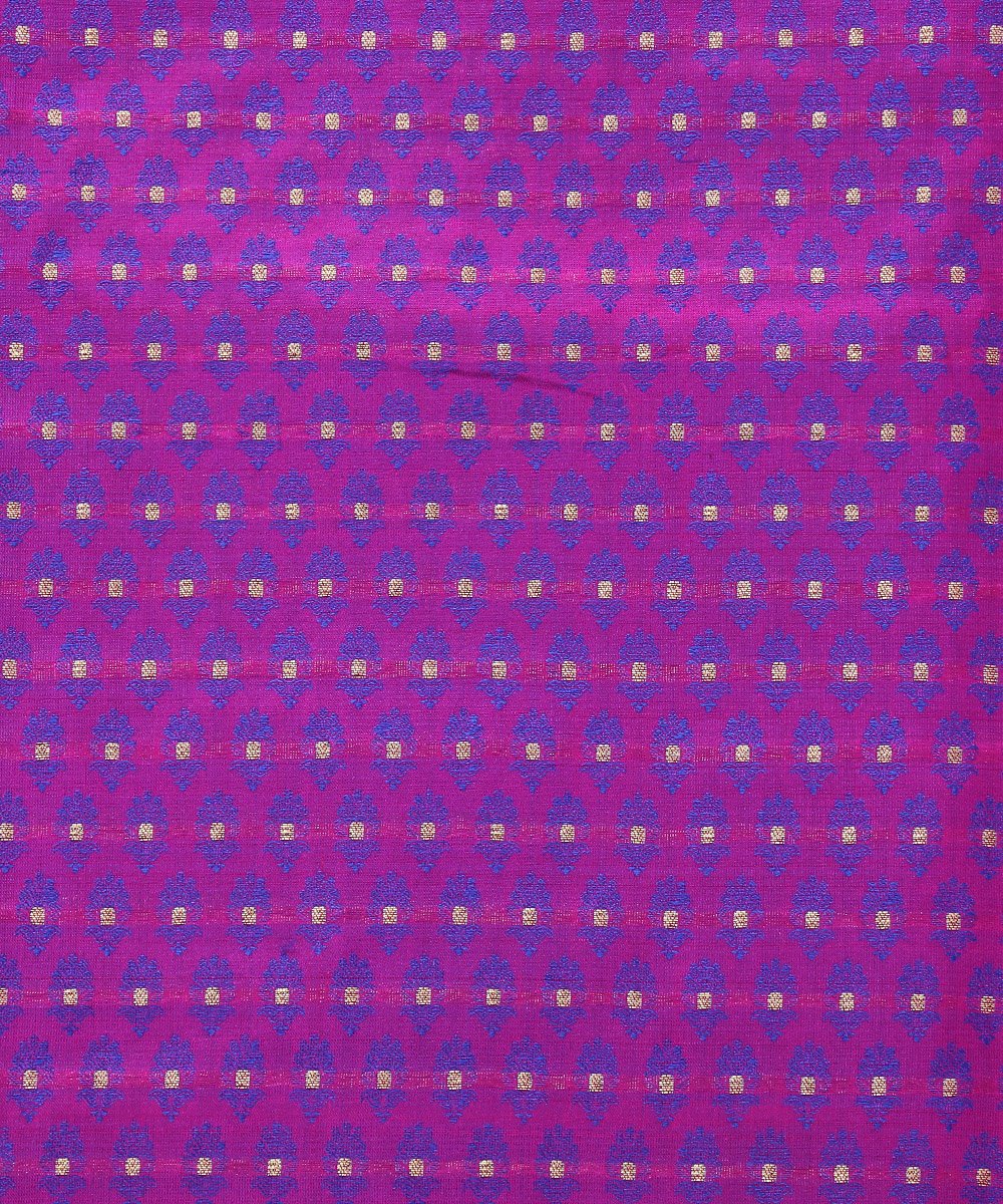 Handloom_Purple_and_Blue_Dual_Tone_Pure_Katan_Silk_Zari_Booti_Banarasi_Fabric_WeaverStory_03