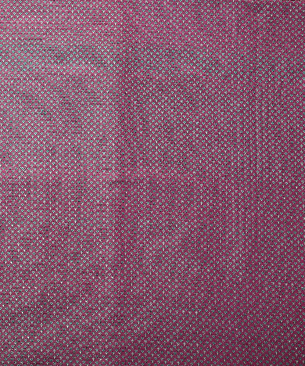 Handloom_Purple_and_Teal_Green_Dual_Tone_Pure_Karan_Silk_Banarasi_Fabric_with_Small_Zari_Booti_WeaverStory_02