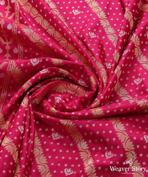 Handloom_Rani_Pink_Pure_Katan_Silk_Banarasi_Dupatta_with_Aada_Jaal_WeaverStory_06
