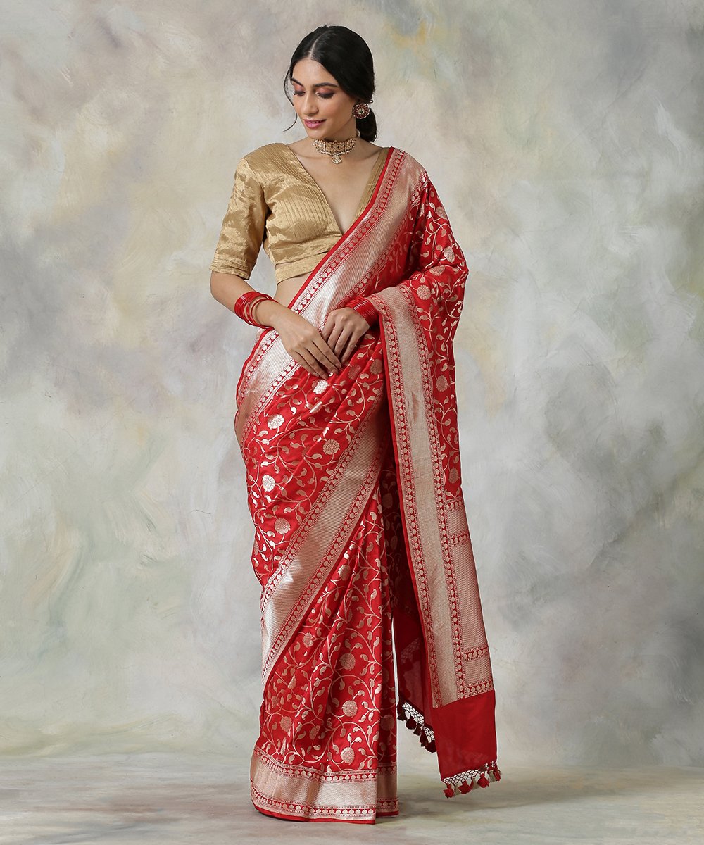 Handloom_Red_All_Over_Banarasi_Saree_With_Jangla_Weave_WeaverStory_02