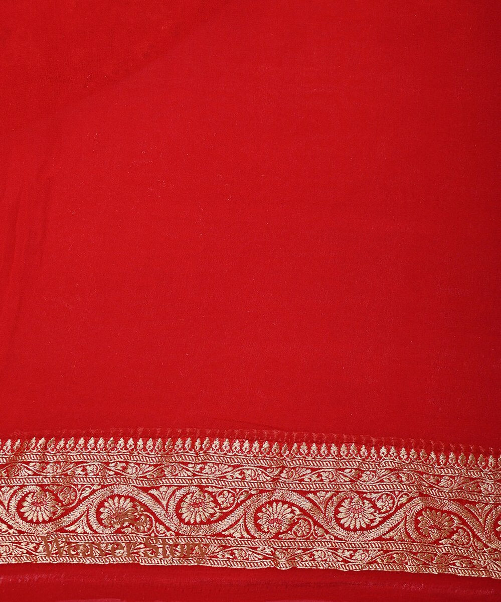 Handloom_Red_Banarasi_Georgette_Saree_with_Green_Meenakari_Design_WeaverStory_05
