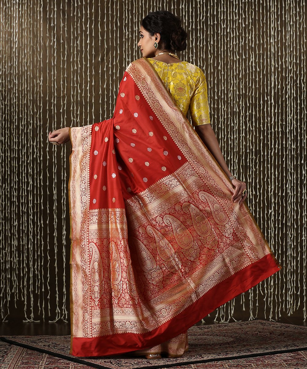 Handloom_Red_Banarasi_Saree_with_Kadhwa_Weave_Bootidar_Design_WeaverStory_03