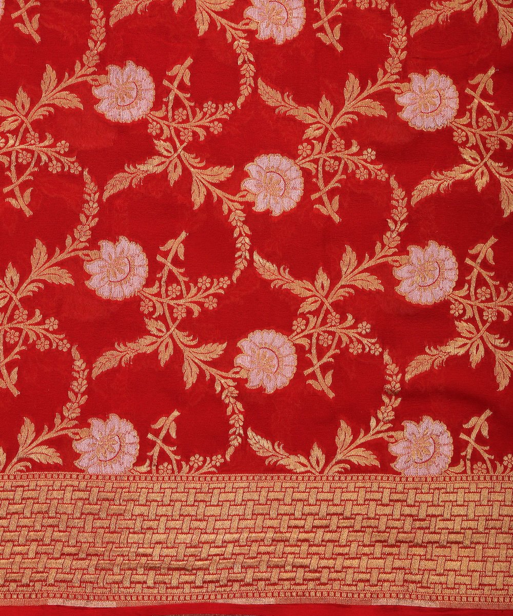 Handloom_Red_Cutwork_Banarasi_Georgette_Dupatta_with_Jangla_Design_WeaverStory_03