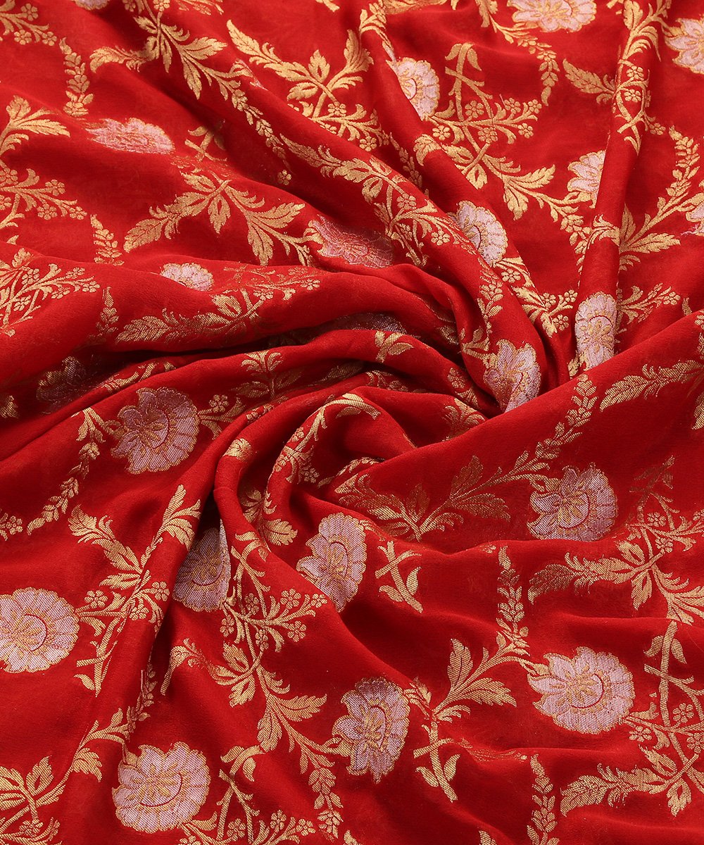 Handloom_Red_Cutwork_Banarasi_Georgette_Dupatta_with_Jangla_Design_WeaverStory_06
