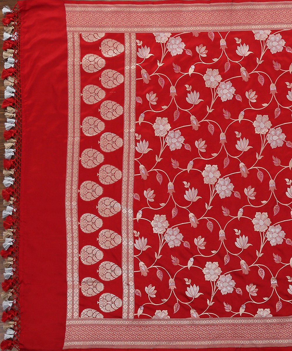 Handloom_Red_Katan_Silk_Banarasi_Dupatta_with_Cutwork_Jaal_WeaverStory_02