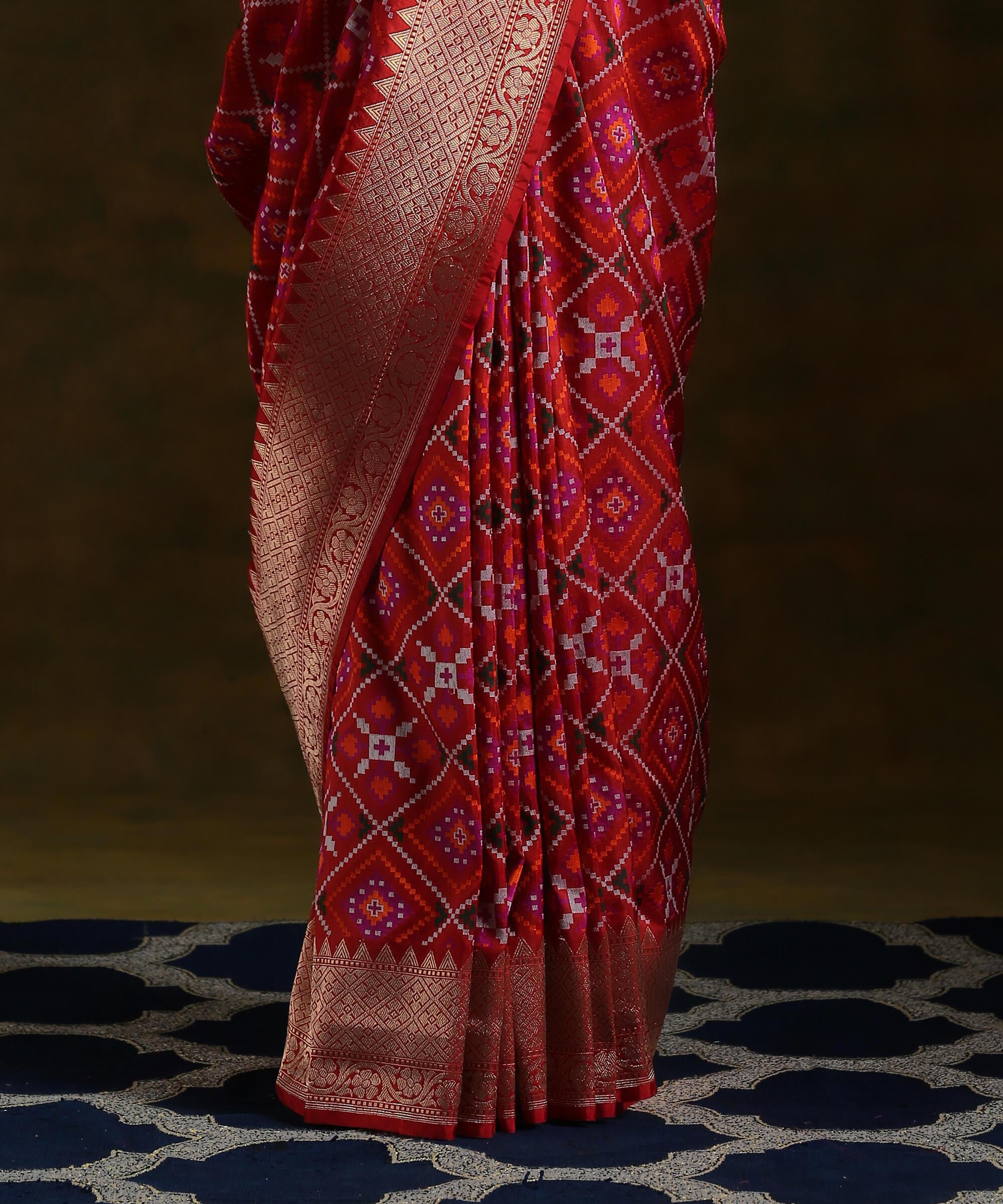 Handloom_Red_Katan_Silk_Ektara_Saree_with_Patola_Design_WeaverStory_04