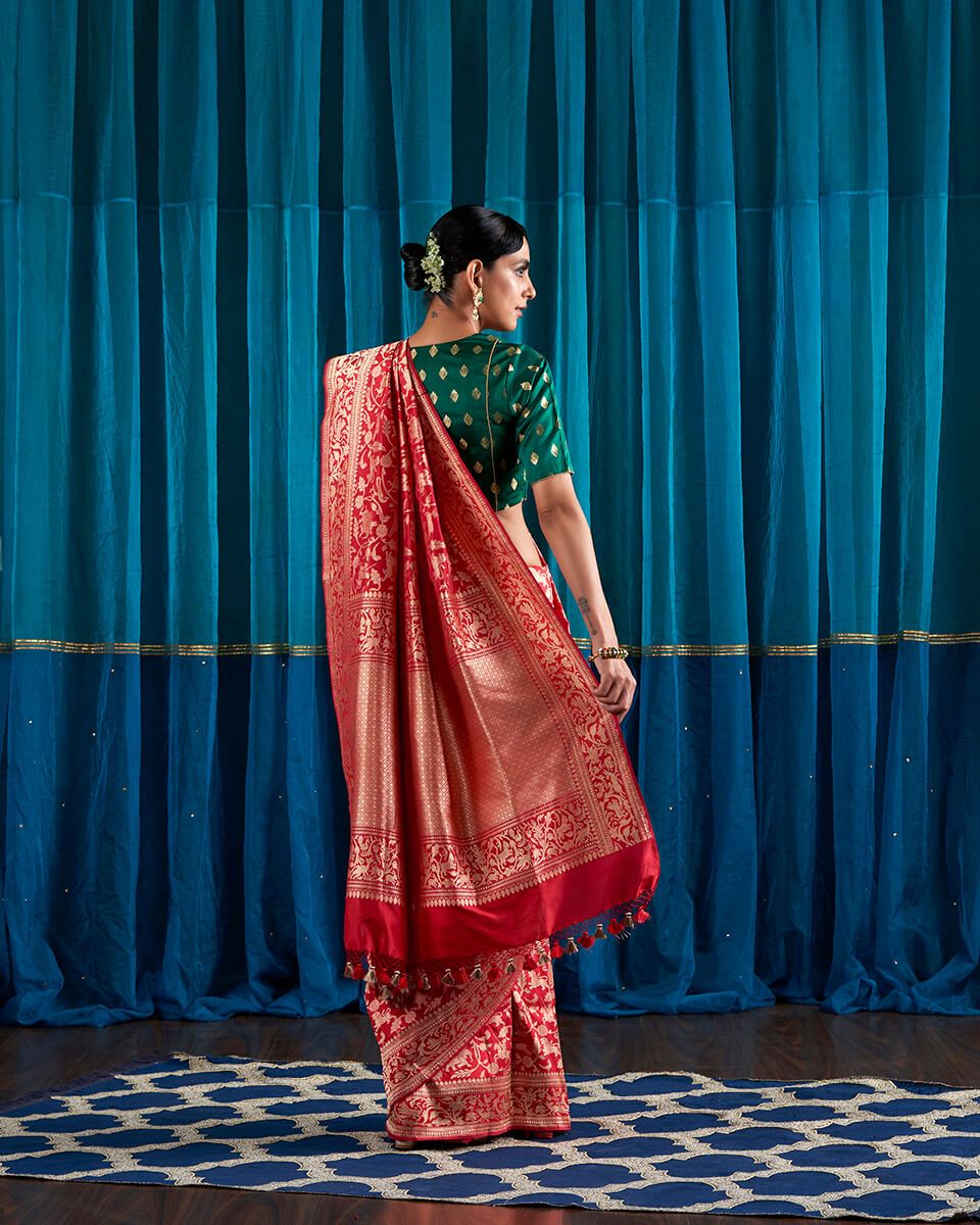 Handloom_Red_Kadhwa_Shikargah_Saree_WeaverStory_03