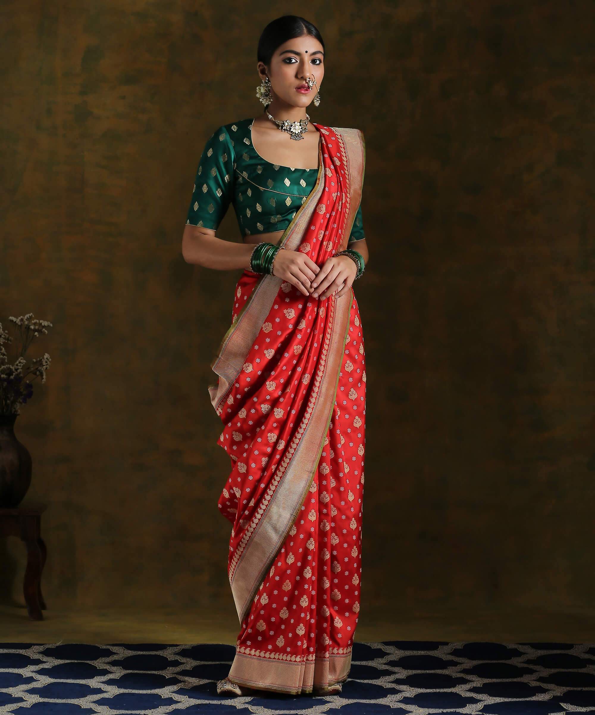 Red_Handloom_Banarasi_Pure_Katan_Silk_Real_Zari_Saree_Woven_in_Kadhua_Weave_WeaverStory_02