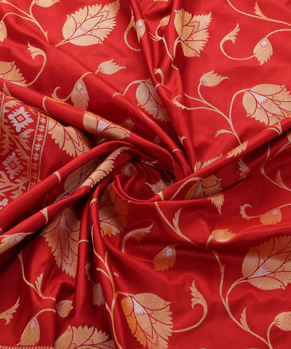 Handloom_Red_Pure_Katan_Silk_Cutwork_Jamdani_Weave_Banarasi_Dupatta_WeaverStory_06