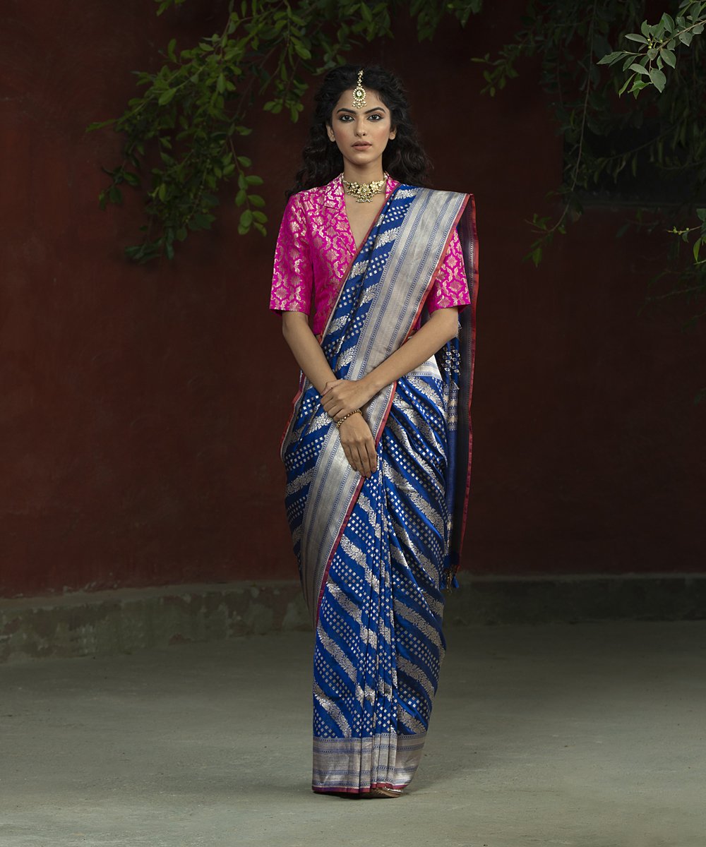 Handloom_Royal_Blue_Katan_Silk_Banarasi_Saree_with_Aada_Jangla_Design_WeaverStory_02