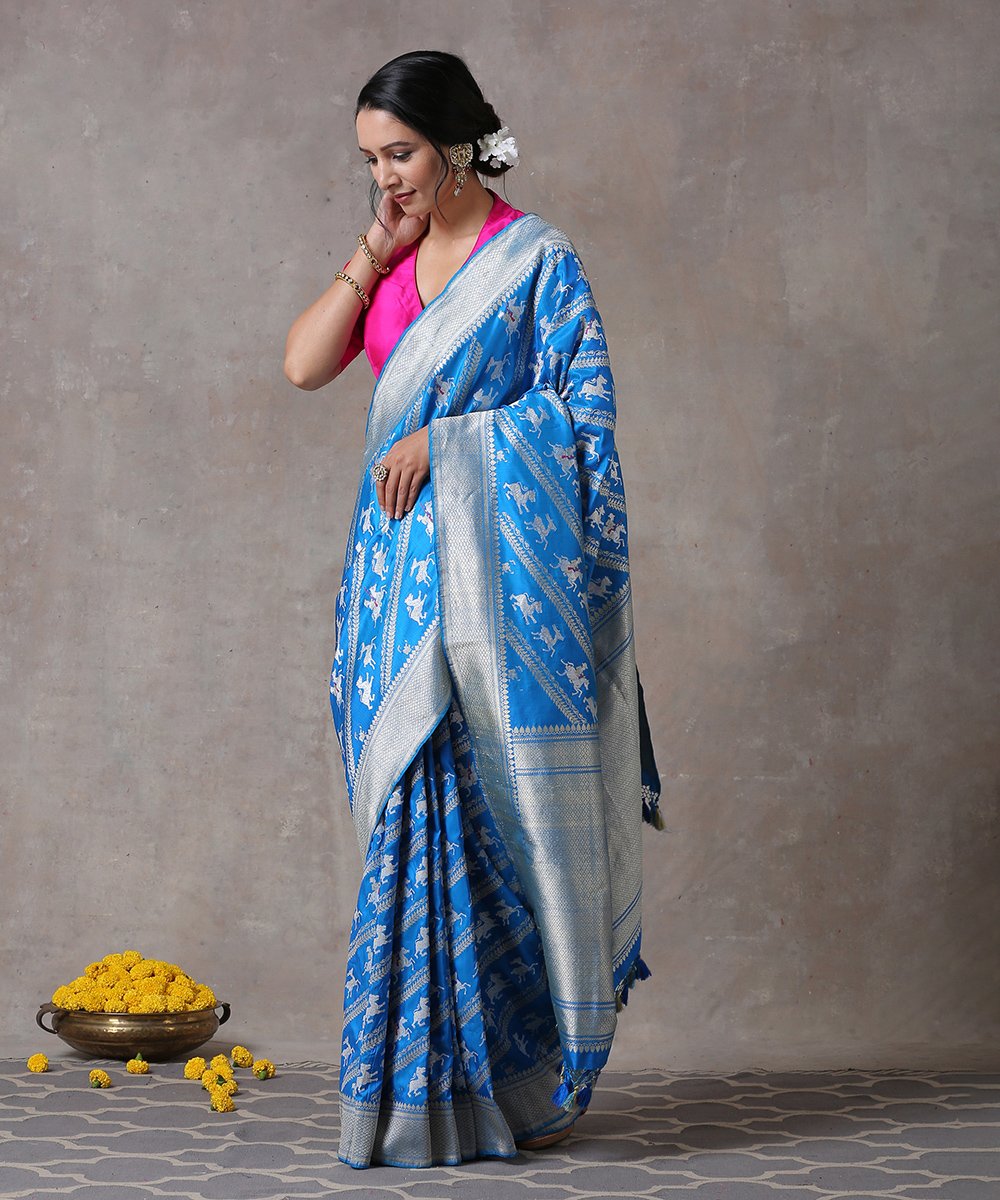 Handloom_Royal_Blue_Shikargah_Pure_Katan_Silk_Banarasi_Saree_with_Aada_Jaal_WeaverStory_02