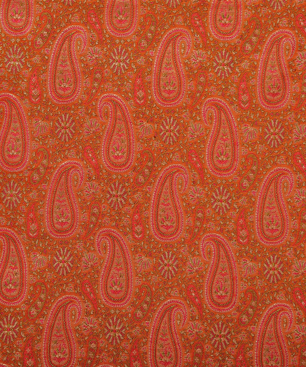 Handloom_Rust_Brocade_Pure_Katan_Silk_Banarasi_Fabric_with_Zari_WeaverStory_03