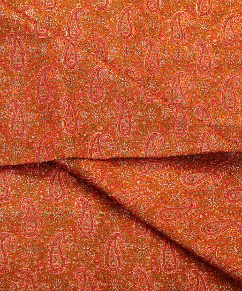 Handloom_Rust_Brocade_Pure_Katan_Silk_Banarasi_Fabric_with_Zari_WeaverStory_04