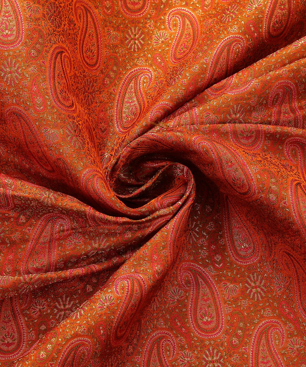 Handloom_Rust_Brocade_Pure_Katan_Silk_Banarasi_Fabric_with_Zari_WeaverStory_05