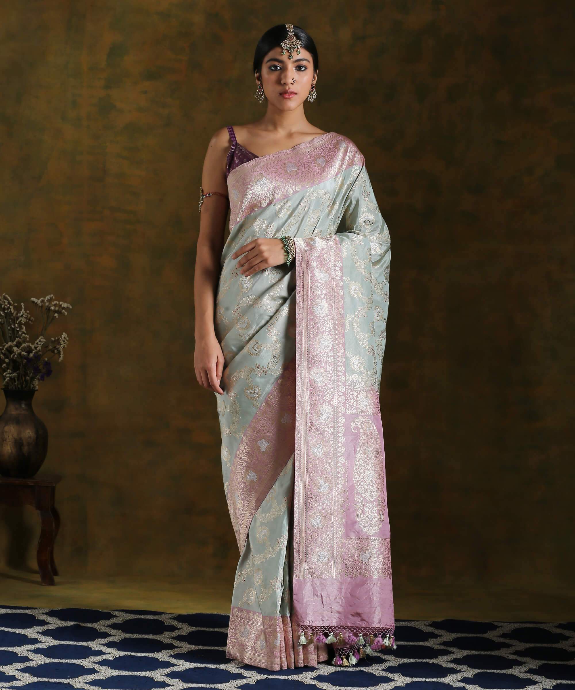Handloom_Sea_Green_and_Mauve_Silk_Tissue_Banarasi_Jangla_Saree_with_Meenakari_WeaverStory_02