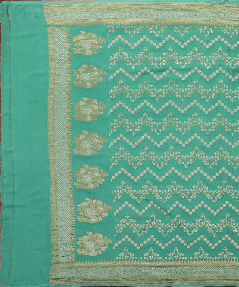 Handloom_Sea_Green_Cutwork_Pure_Georgette_Banarasi_Dupatta_with_Jangla_WeaverStory_02