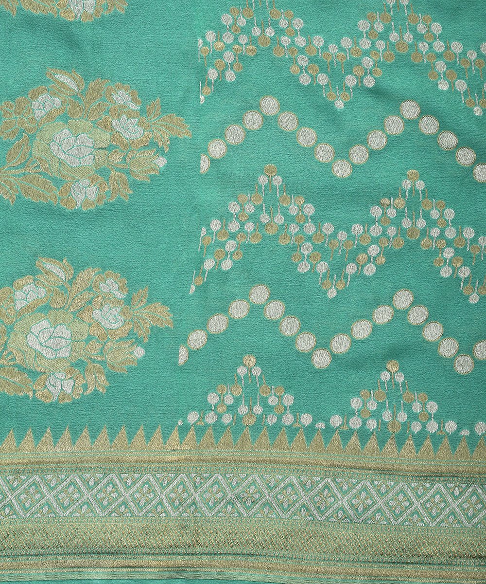 Handloom_Sea_Green_Cutwork_Pure_Georgette_Banarasi_Dupatta_with_Jangla_WeaverStory_03