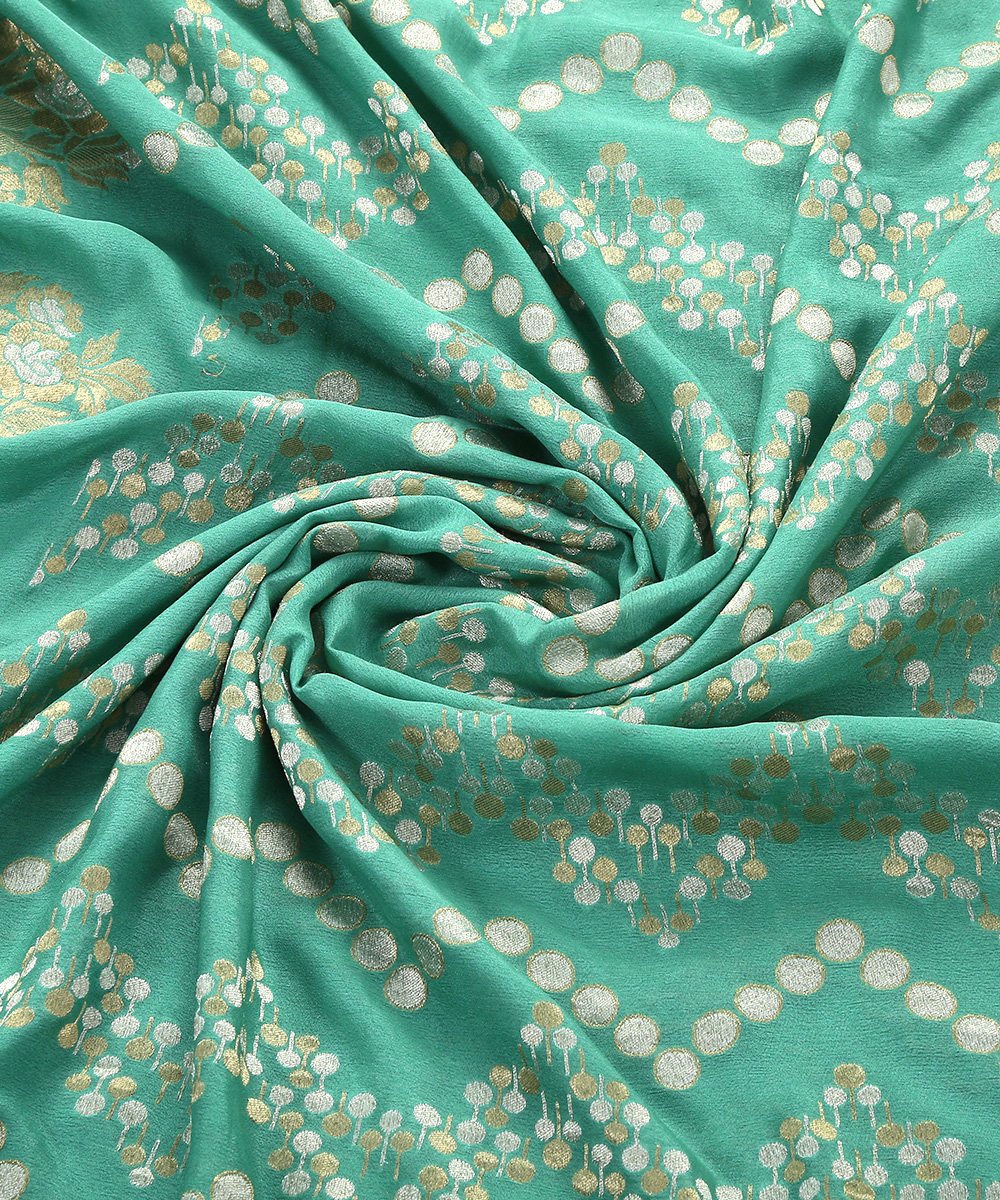 Handloom_Sea_Green_Cutwork_Pure_Georgette_Banarasi_Dupatta_with_Jangla_WeaverStory_06