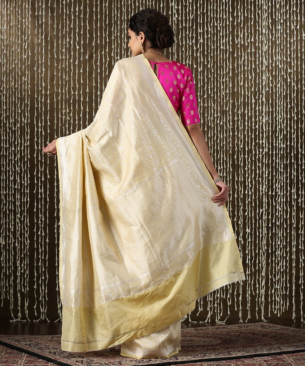 Handloom_Pale_Yellow_Brocade_Kimkhab_Banarasi_Saree_With_Silver_Zari_WeaverStory_03