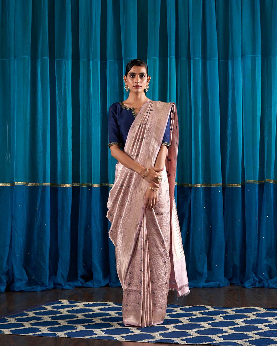 Handloom_Soft_Mauve_Zari_Kimkhab_Saree_With_Blue_Meenakari_WeaverStory_02