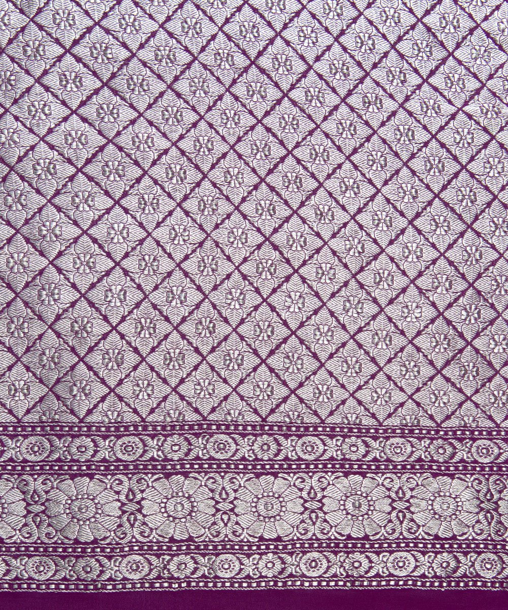 Handloom_Wine_Banarasi_Georgette_Banarasi_Saree_With_Broad_Silver_Zari_Border_WeaverStory_05
