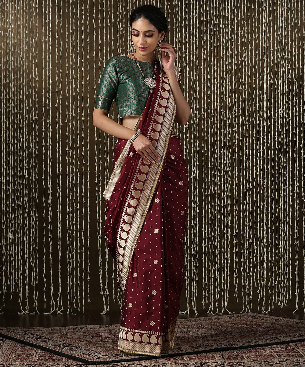 Handloom_Wine_Katan_Silk_Banarasi_Saree_with_All_Over_Small_Booti_WeaverStory_02