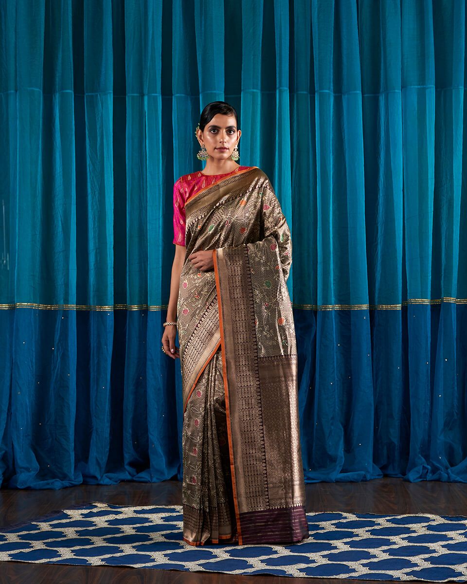 Handloom_Wine_Katan_Silk_Banarasi_Saree_with_Meenakari_WeaverStory_02