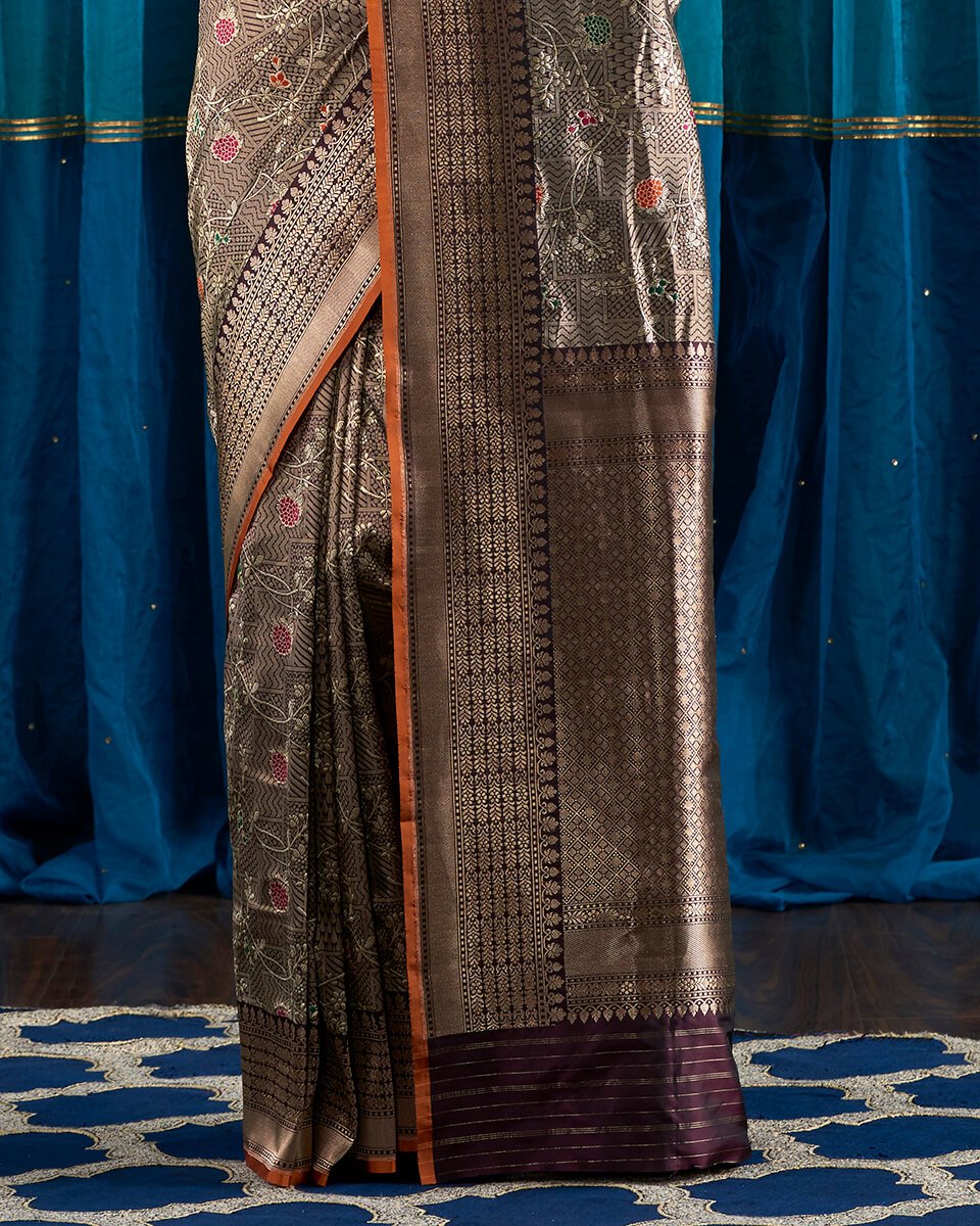 Handloom_Wine_Katan_Silk_Banarasi_Saree_with_Meenakari_WeaverStory_04