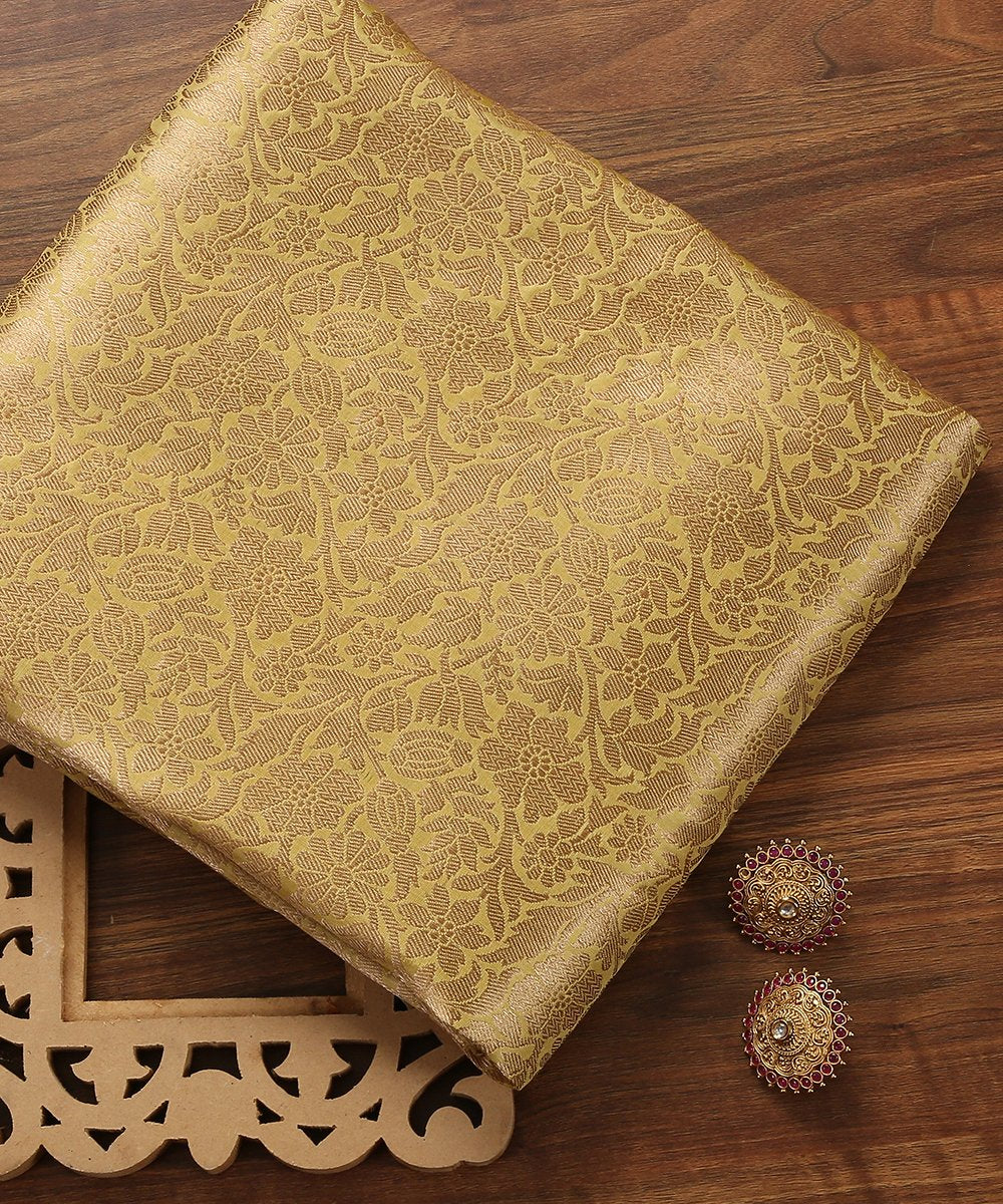 Handloom_Yellow_Pure_Silk_Banarasi_Brocade_Fabric_WeaverStory_01