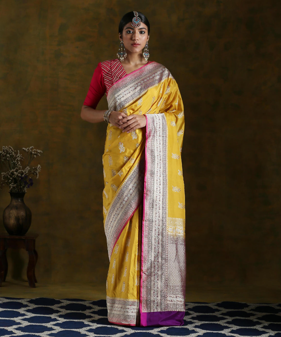 Handloom_Pure_Katan_Silk_Banarasi_Saree_in_Yellow_with_a_Kadhwa_Meenakari_Weave_WeaverStory_02
