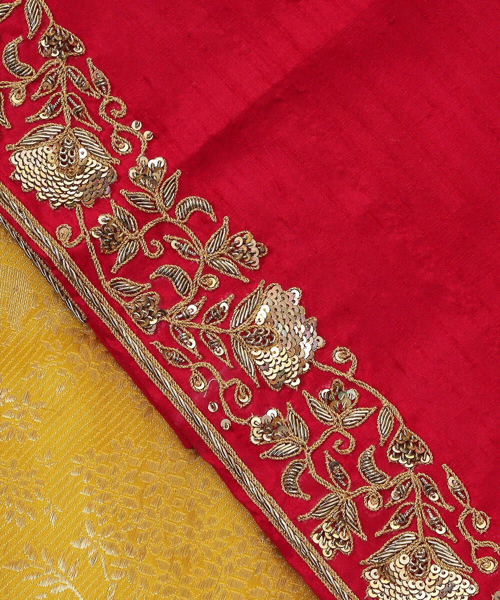 Pink_and_Red_Dual_Tone_Raw_Silk_Blouse_Fabric_with_Zardozi_and_Dori_Embroidery_WeaverStory_04