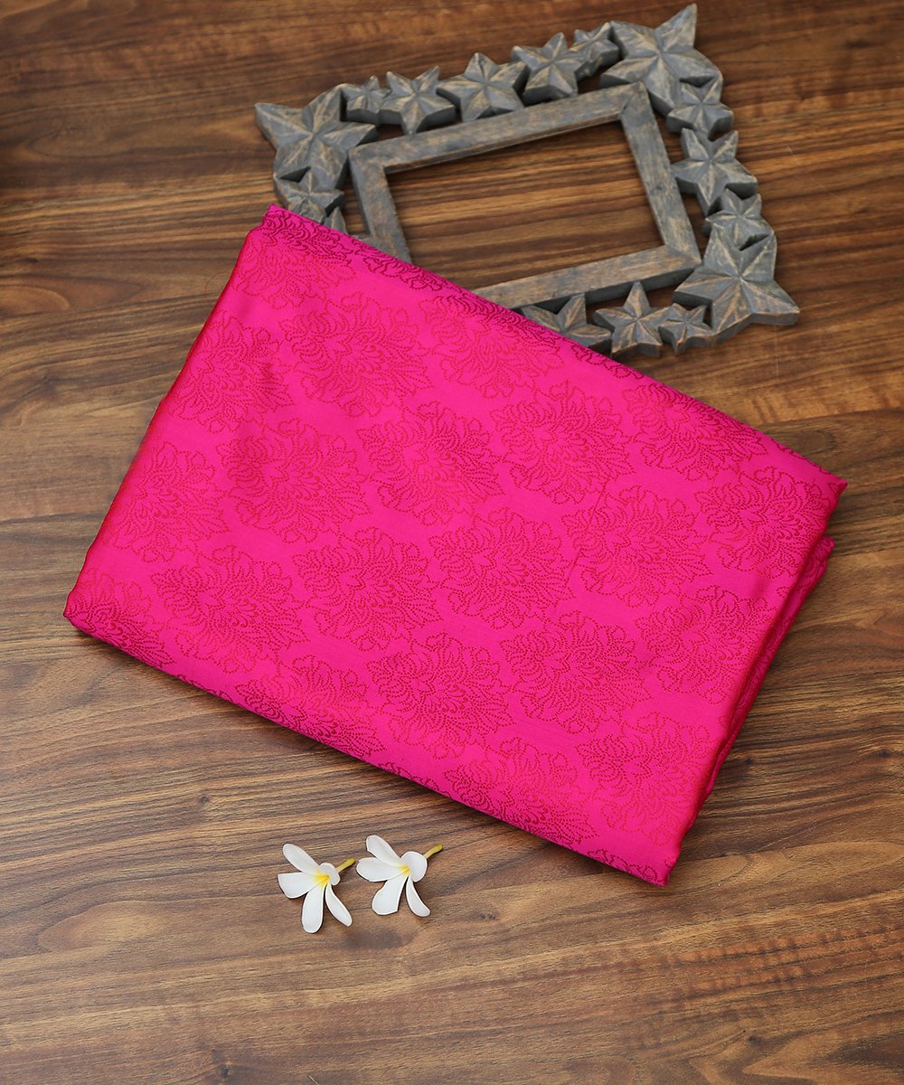 Hot_Pink_Handloom_Reshmi_Pure_Katan_Silk_Tanchoi_Fabric_WeaverStory_01