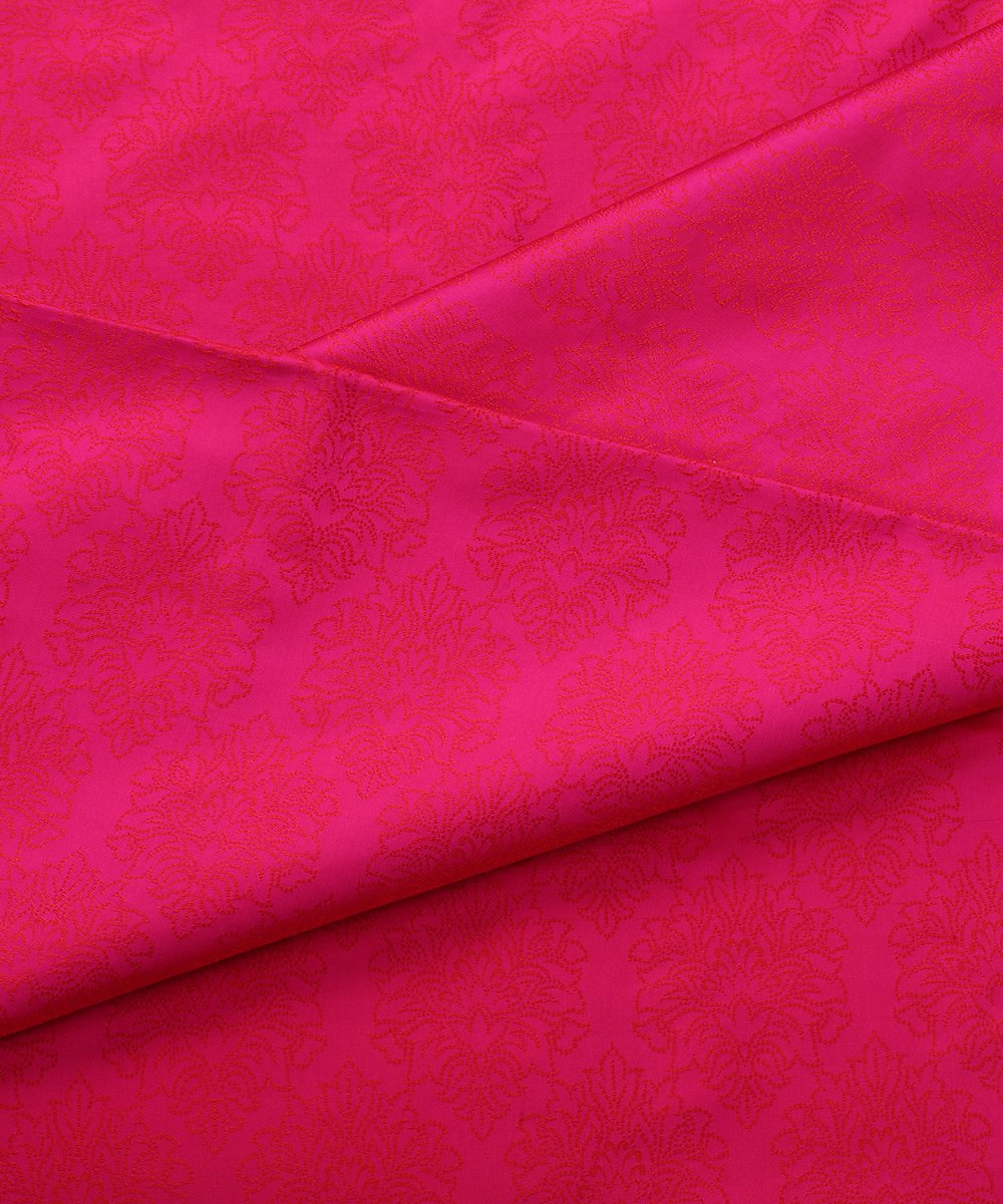 Hot_Pink_Handloom_Reshmi_Pure_Katan_Silk_Tanchoi_Fabric_WeaverStory_04