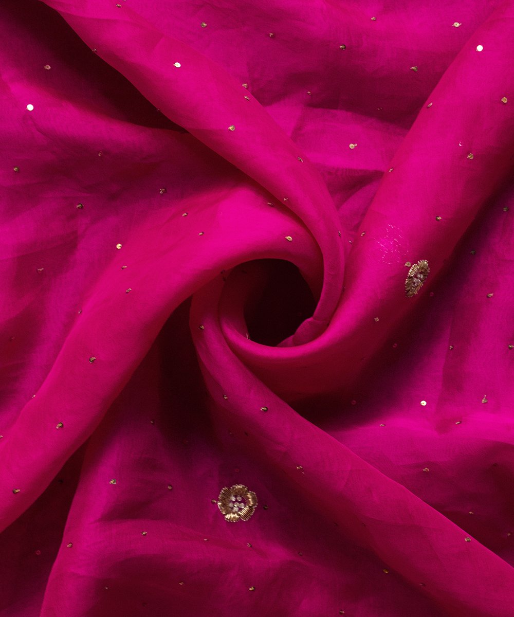 Hot_Pink_Handloom_Organza_Dupatta_with_scallop_zardozi_Border_WeaverStory_05