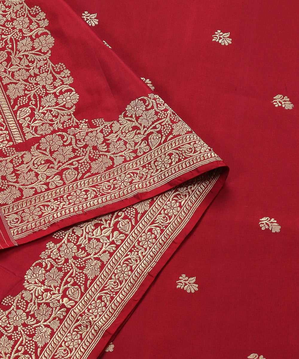 Maroon_Handloom_Pure_Katan_Silk_Banarasi_Dupatta_with_Gold_Zari_Booti_WeaverStory_04