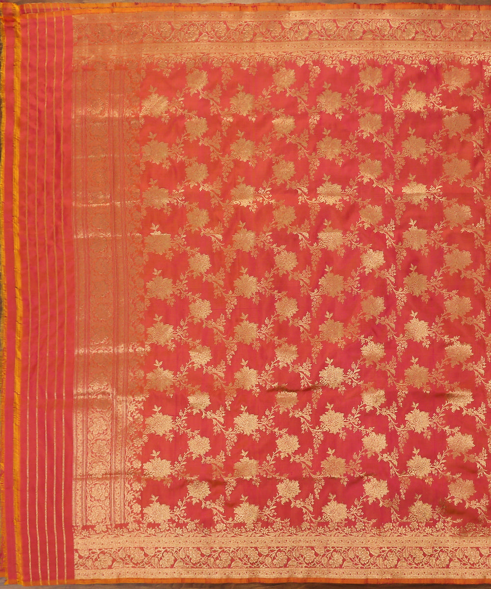 Handloom_Peach_Pure_Katan_Silk_Banarasi_Dupatta_with_Floral_Jaal_WeaverStory_02