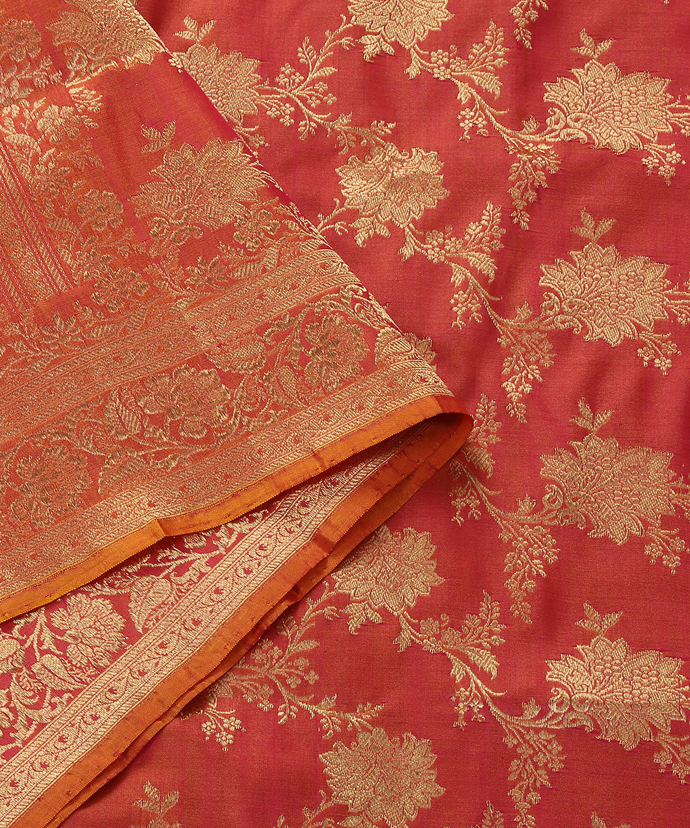 Handloom_Peach_Pure_Katan_Silk_Banarasi_Dupatta_with_Floral_Jaal_WeaverStory_04