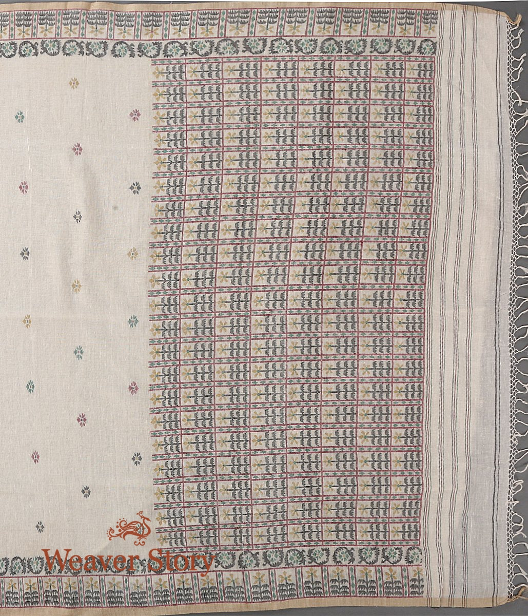Beige_Hand_Spun_and_Hand_Woven_Cotton_Jamdani_Saree_with_Mustard_and_Black_Thread_Weave_WeaverStory_04