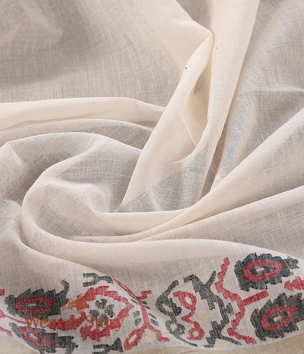 Beige_Hand_Spun_and_Hand_Woven_Cotton_Jamdani_Saree_with_Red_and_Black_Thread_Weave_WeaverStory_04