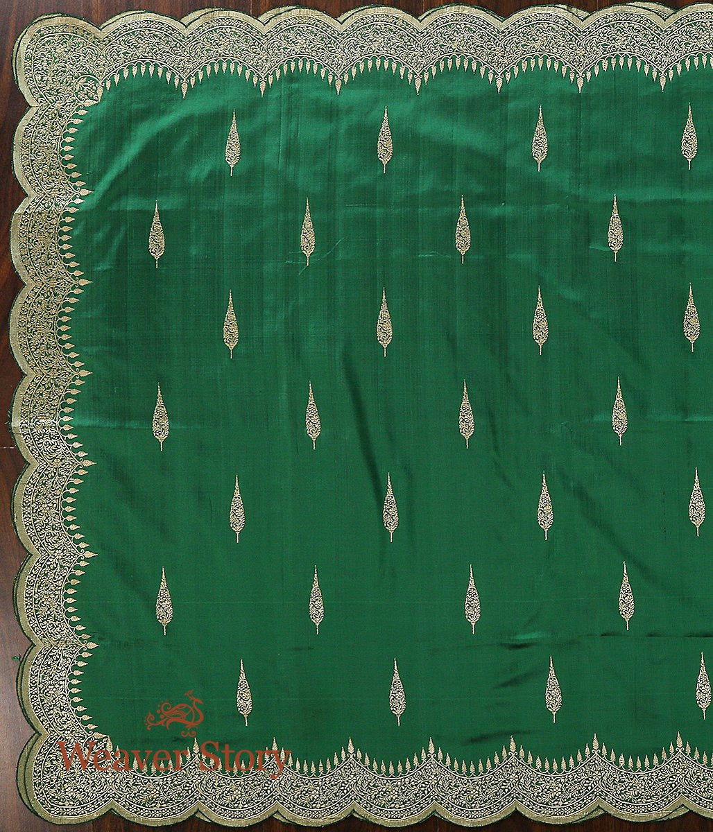 Handloom_Emerald_Green_Scallop_Border_Dupatta_WeaverStory_02
