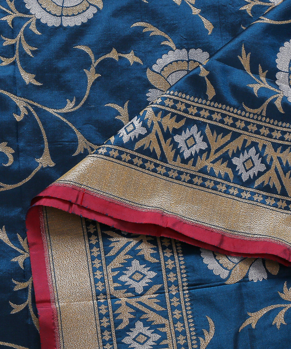 Blue_Handloom_Banarasi_Katan_Silk_Dupatta_Sona_Rupa_Floral_Jaal_WeaverStory_04