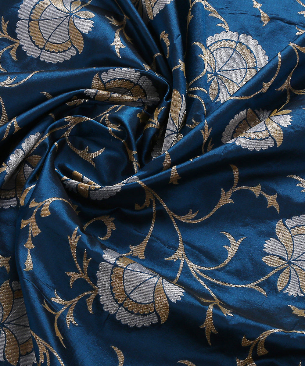 Blue_Handloom_Banarasi_Katan_Silk_Dupatta_Sona_Rupa_Floral_Jaal_WeaverStory_05