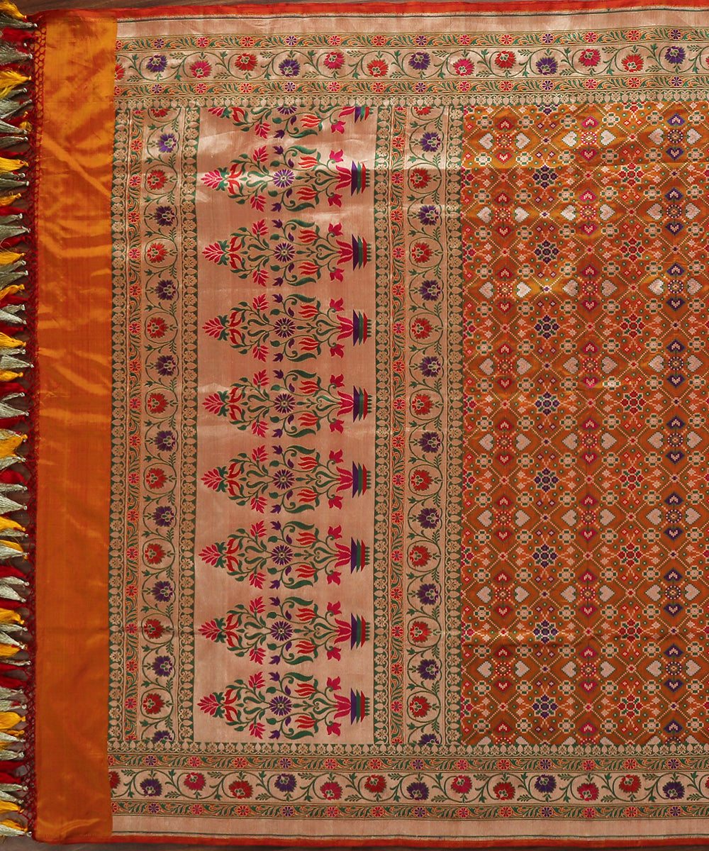 Handloom_Mustard_Meenakari_Banarasi_Patola_Dupatta_with_Floral_Border_WeaverStory_02