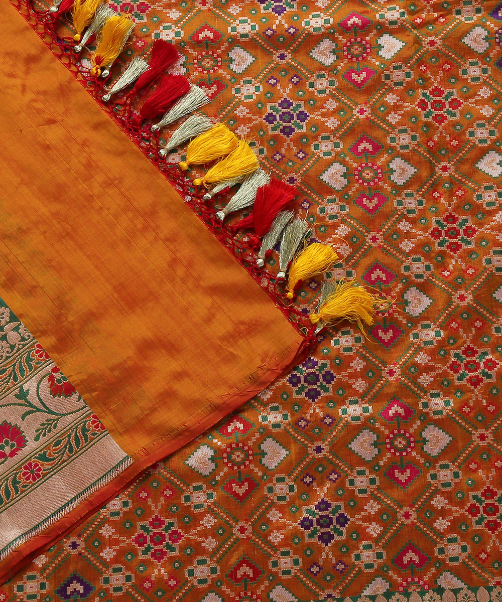 Handloom_Mustard_Meenakari_Banarasi_Patola_Dupatta_with_Floral_Border_WeaverStory_04