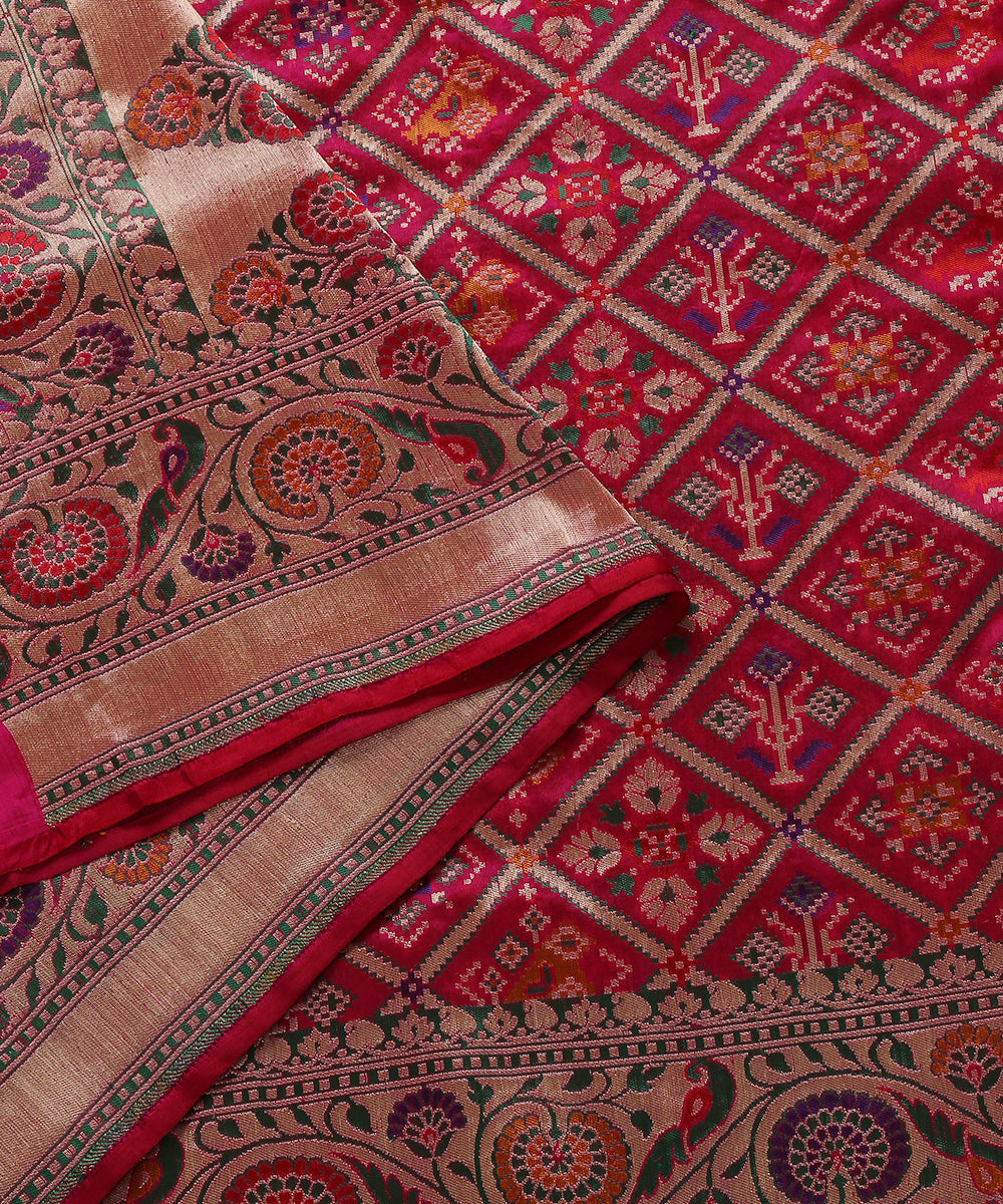 Handloom_Pink_Meenakari_Patola_Dupatta_with_Parrots_on_the_Border_WeaverStory_04