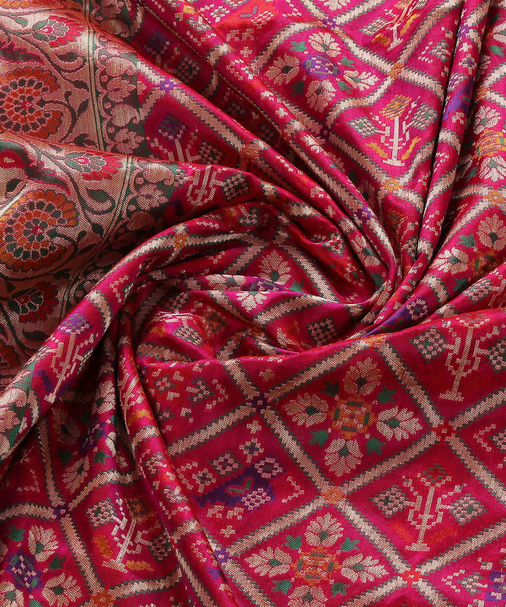 Handloom_Pink_Meenakari_Patola_Dupatta_with_Parrots_on_the_Border_WeaverStory_05