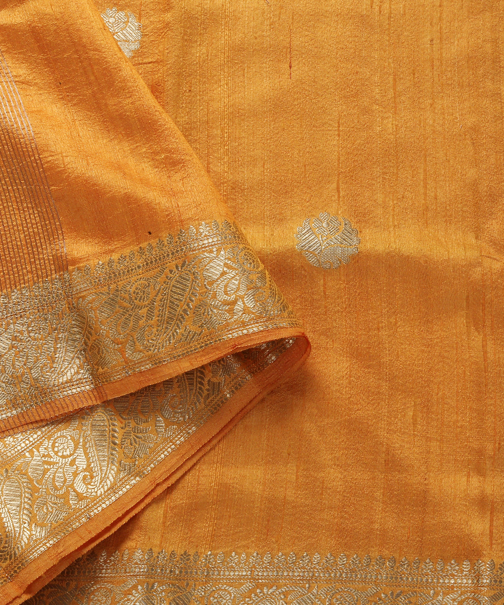 Handloom_Raw_Silk_Orange_Banarasi_Dupatta_with_Bootidar_Design_WeaverStory_04
